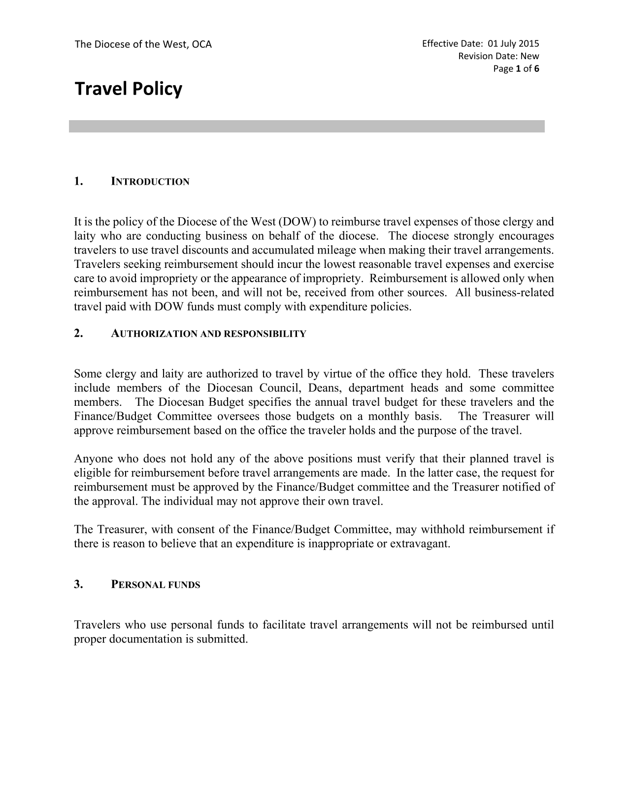 Travel Policy screenshot