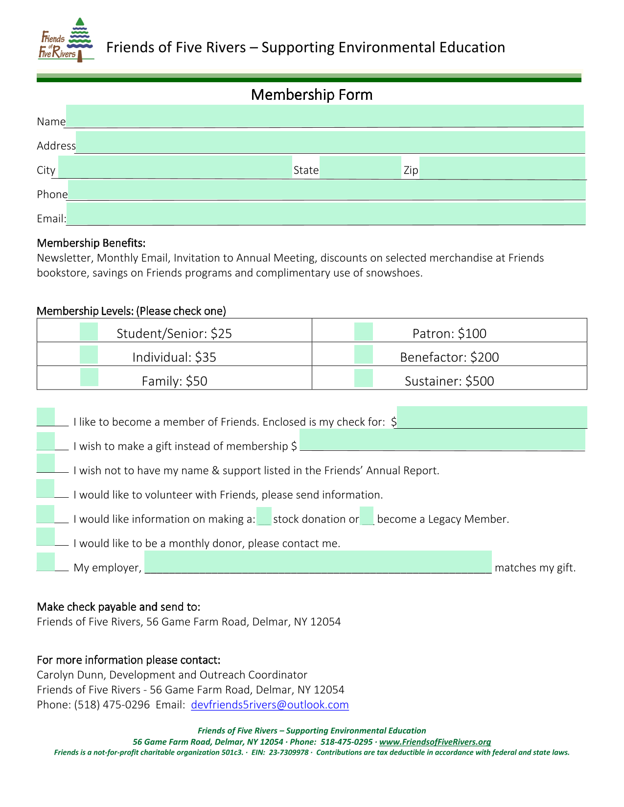 Membership Form screenshot