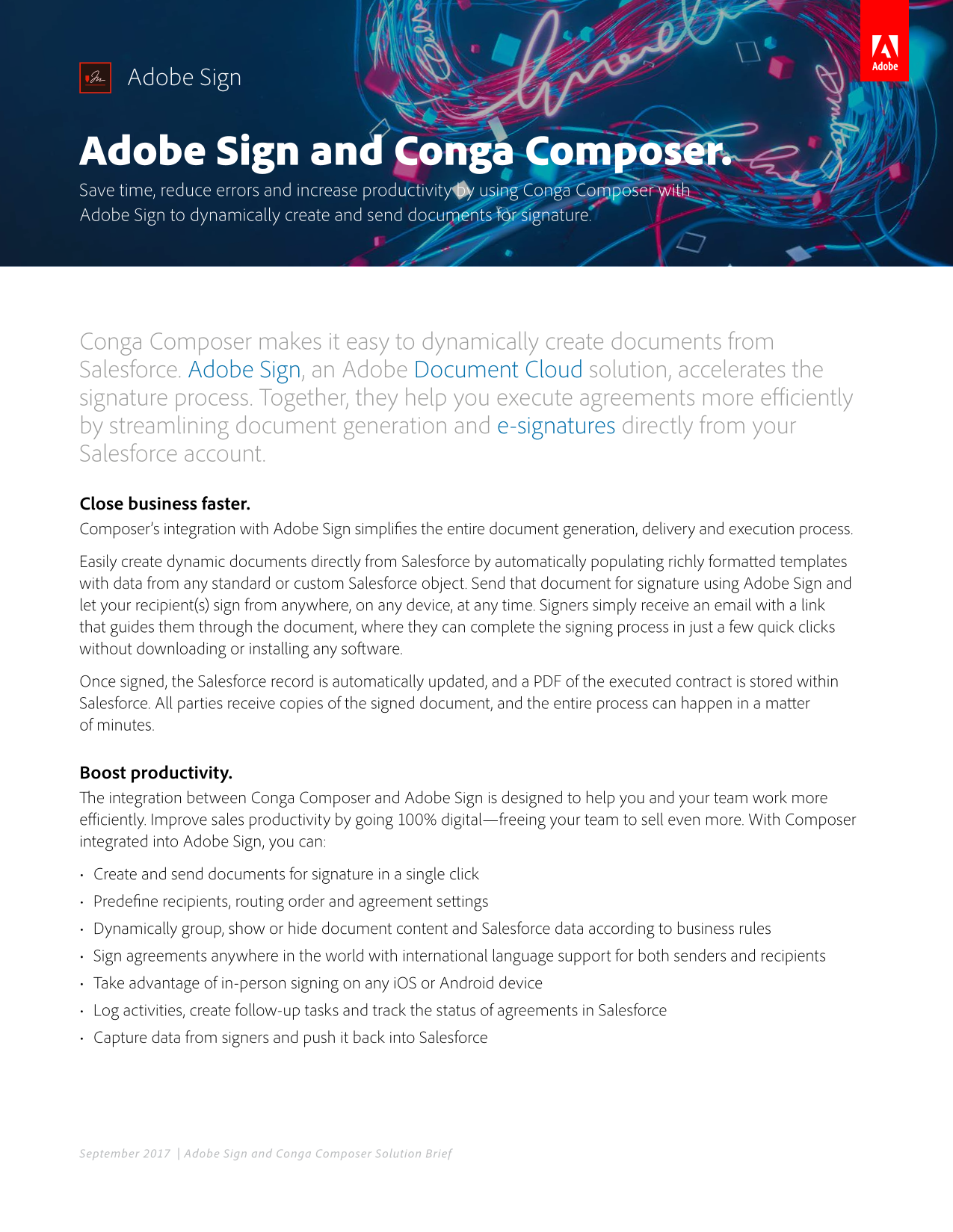 Adobe Sign And Conga Composer Solution Brief screenshot