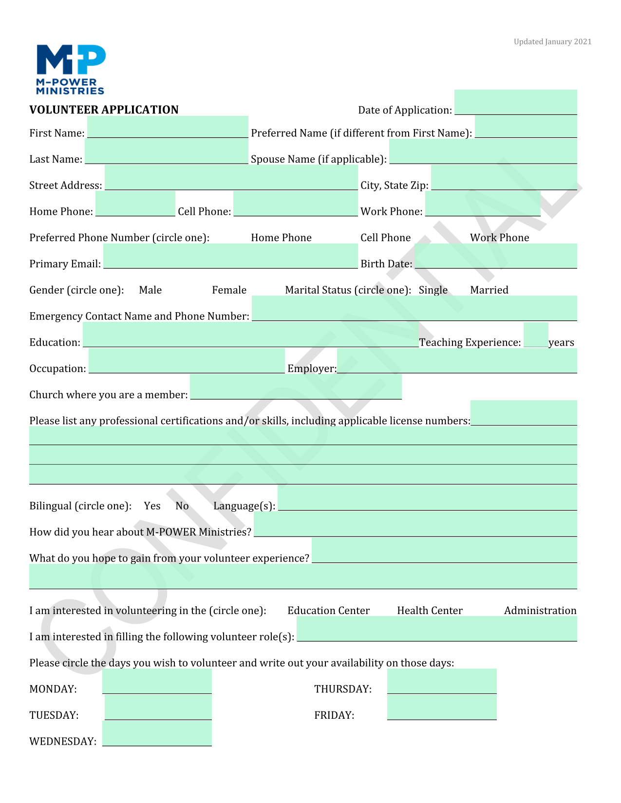 Volunteer Application screenshot