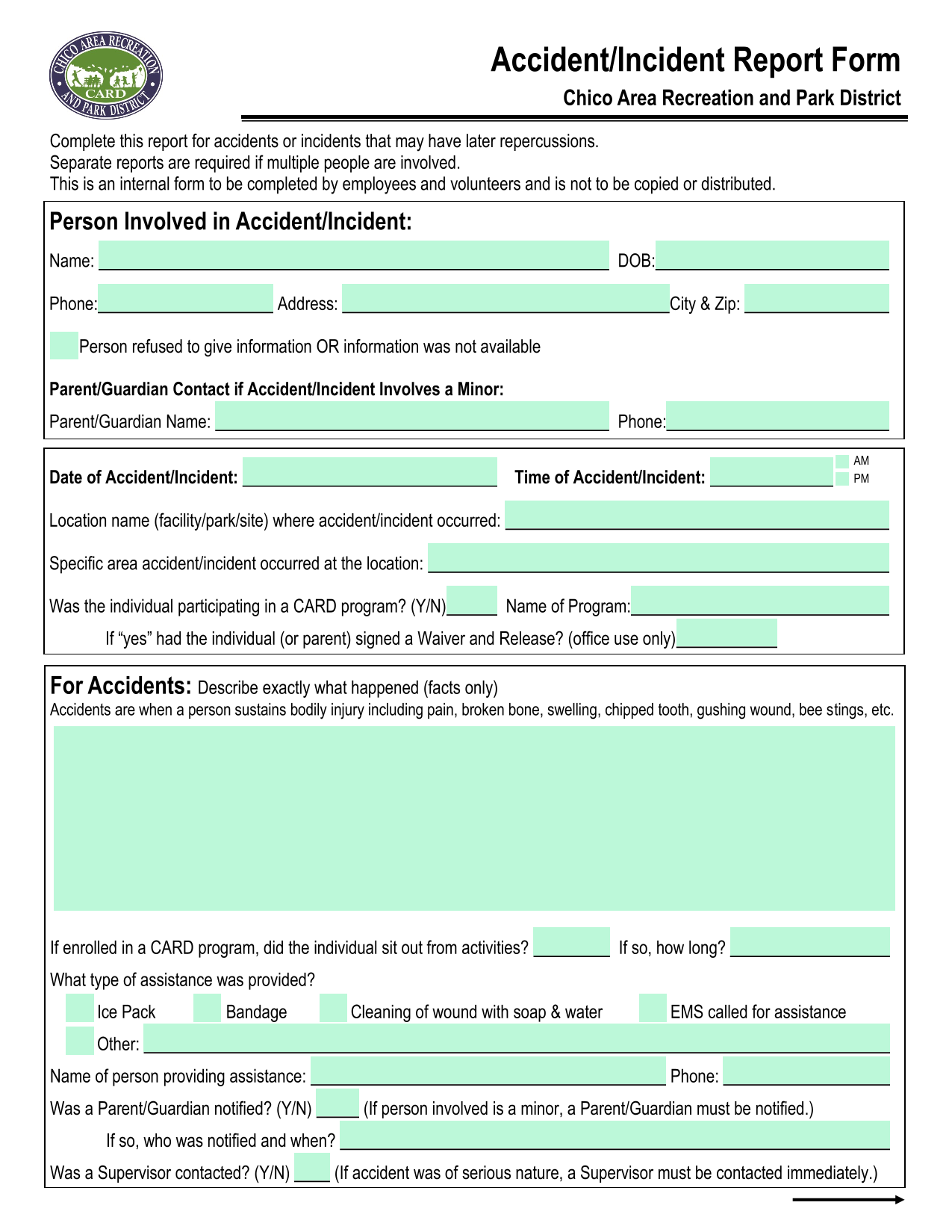 AccidentIncident Report Form screenshot