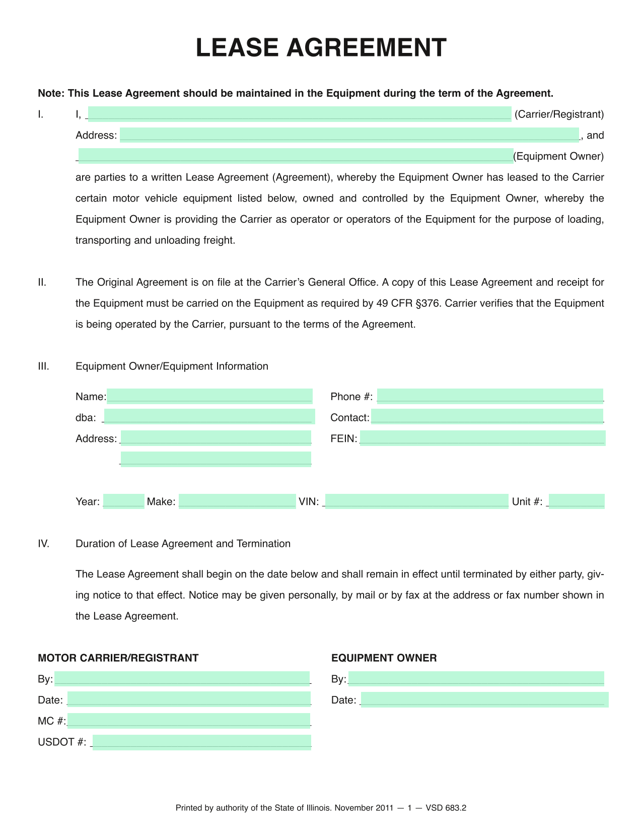 Lease Agreement screenshot