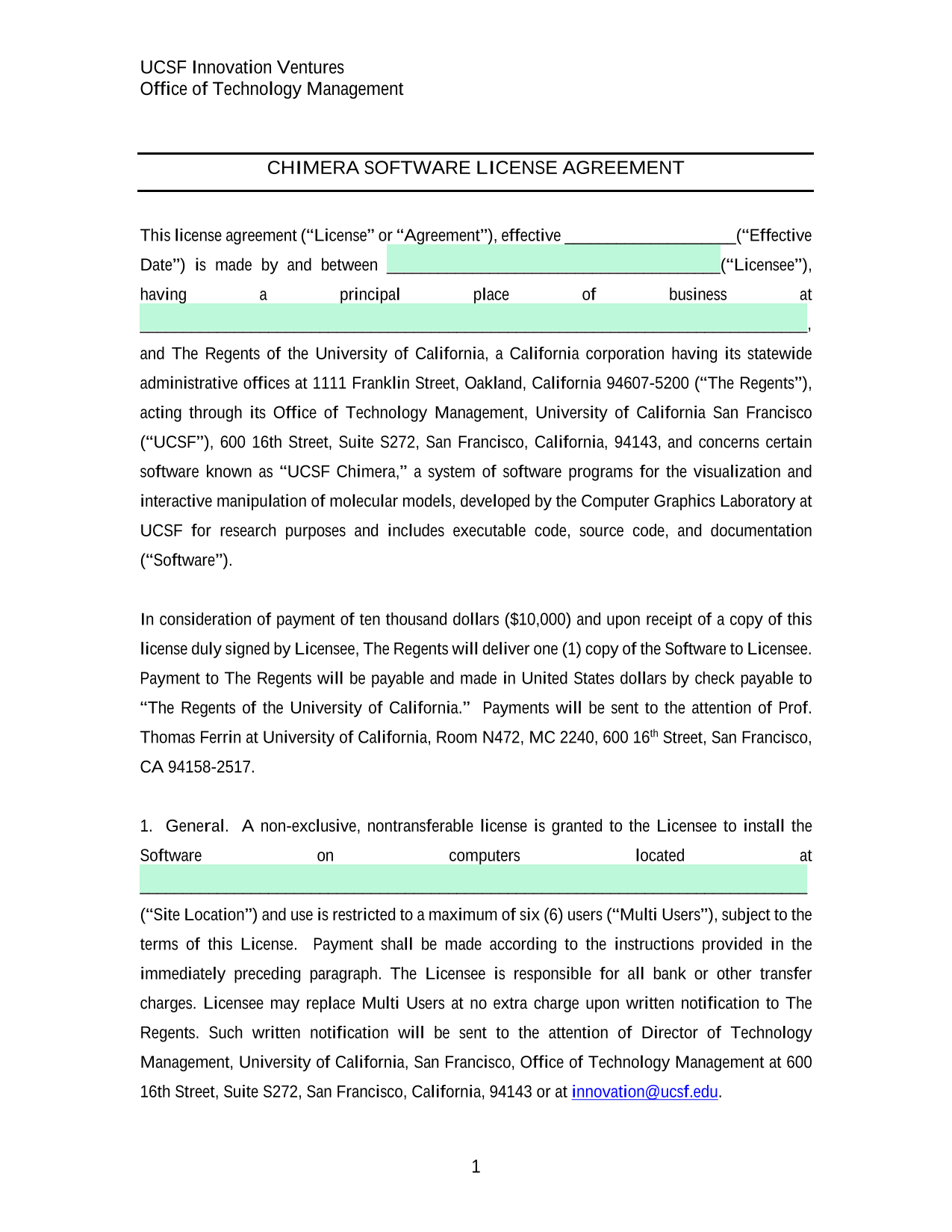 CHIMERA SOFTWARE LICENSE AGREEMENT screenshot
