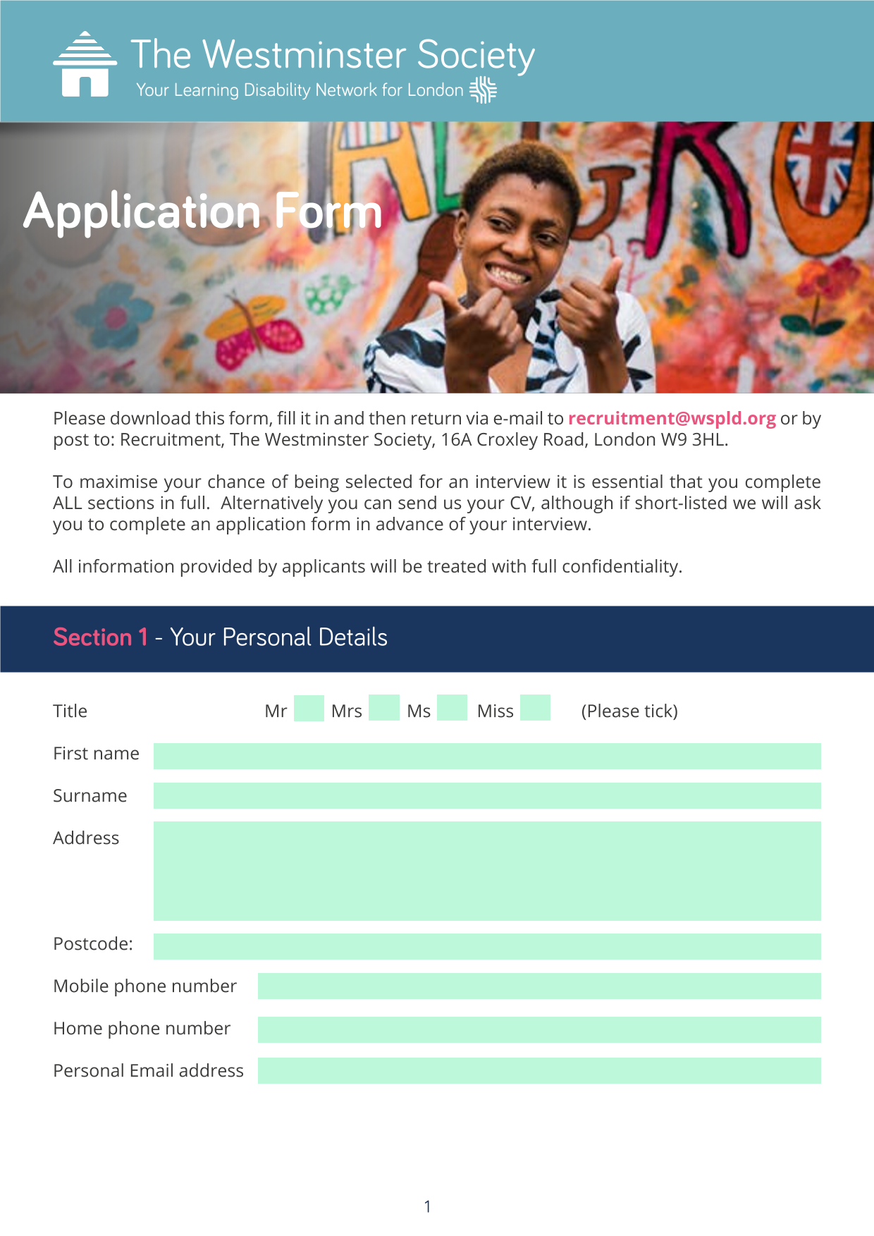 Application Form screenshot
