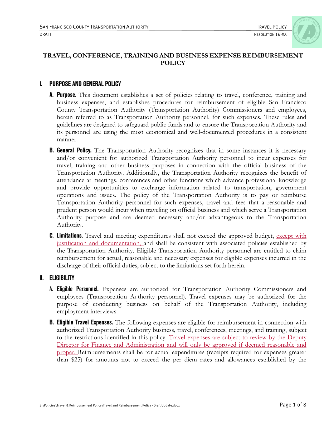 Travel Policy screenshot