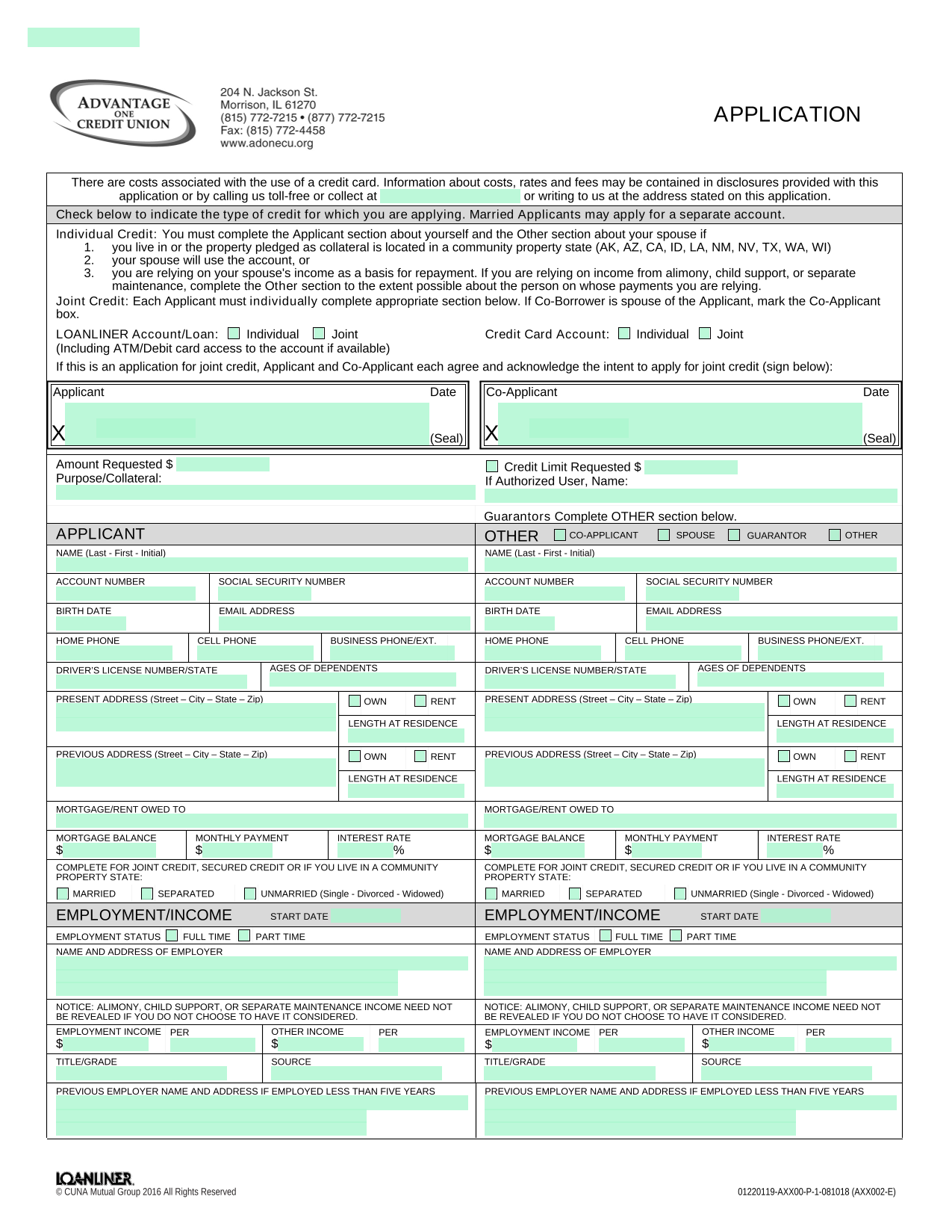 LOANLINER AccountLoan Application screenshot