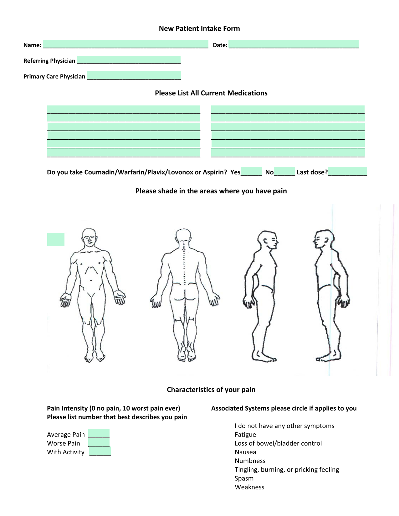New Patient Intake Form screenshot