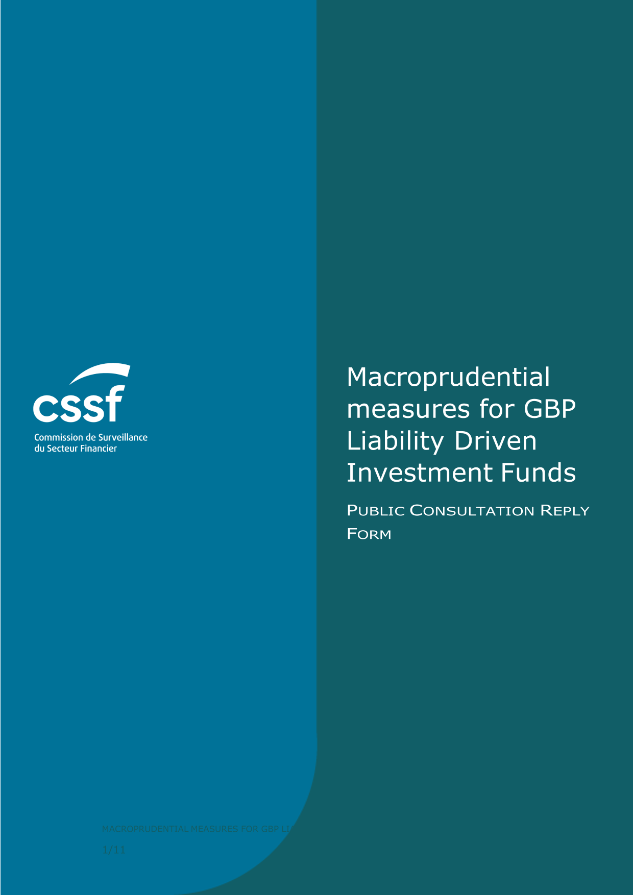 Macroprudential Measures For GBP Liability Driven Investment Funds Public Consultation Reply Form screenshot
