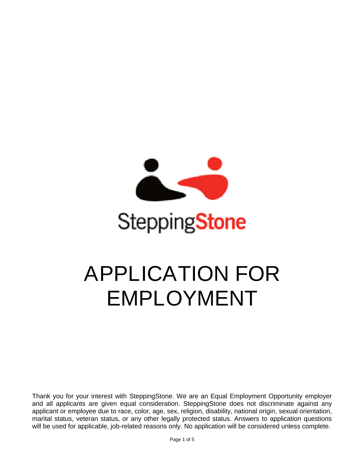 APPLICATION FOR EMPLOYMENT screenshot