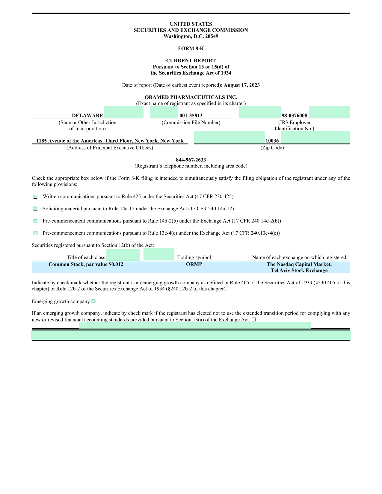 Form 8 K Current Report screenshot