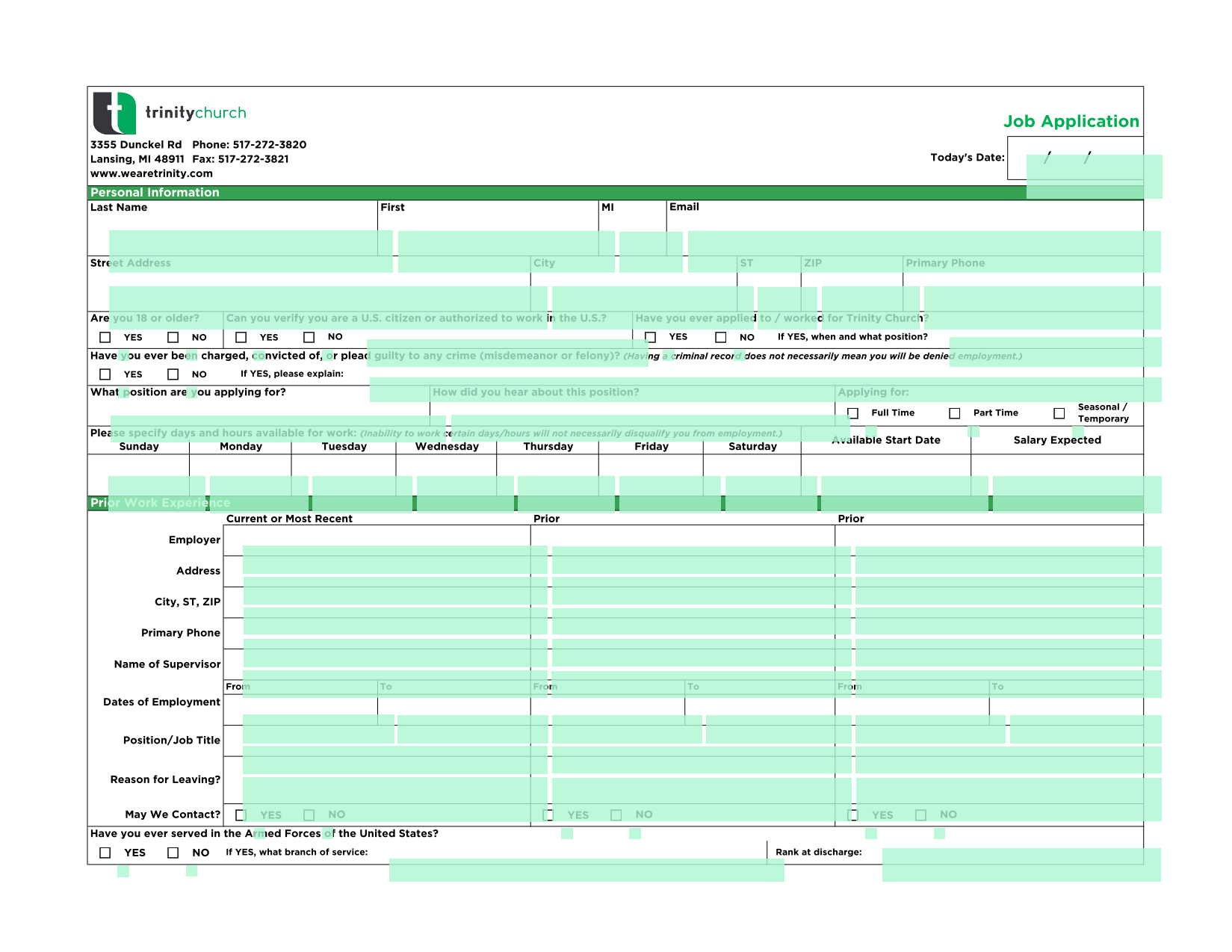 Job Application screenshot