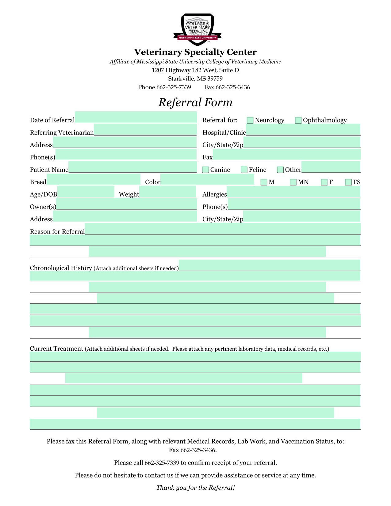 Referral Form screenshot