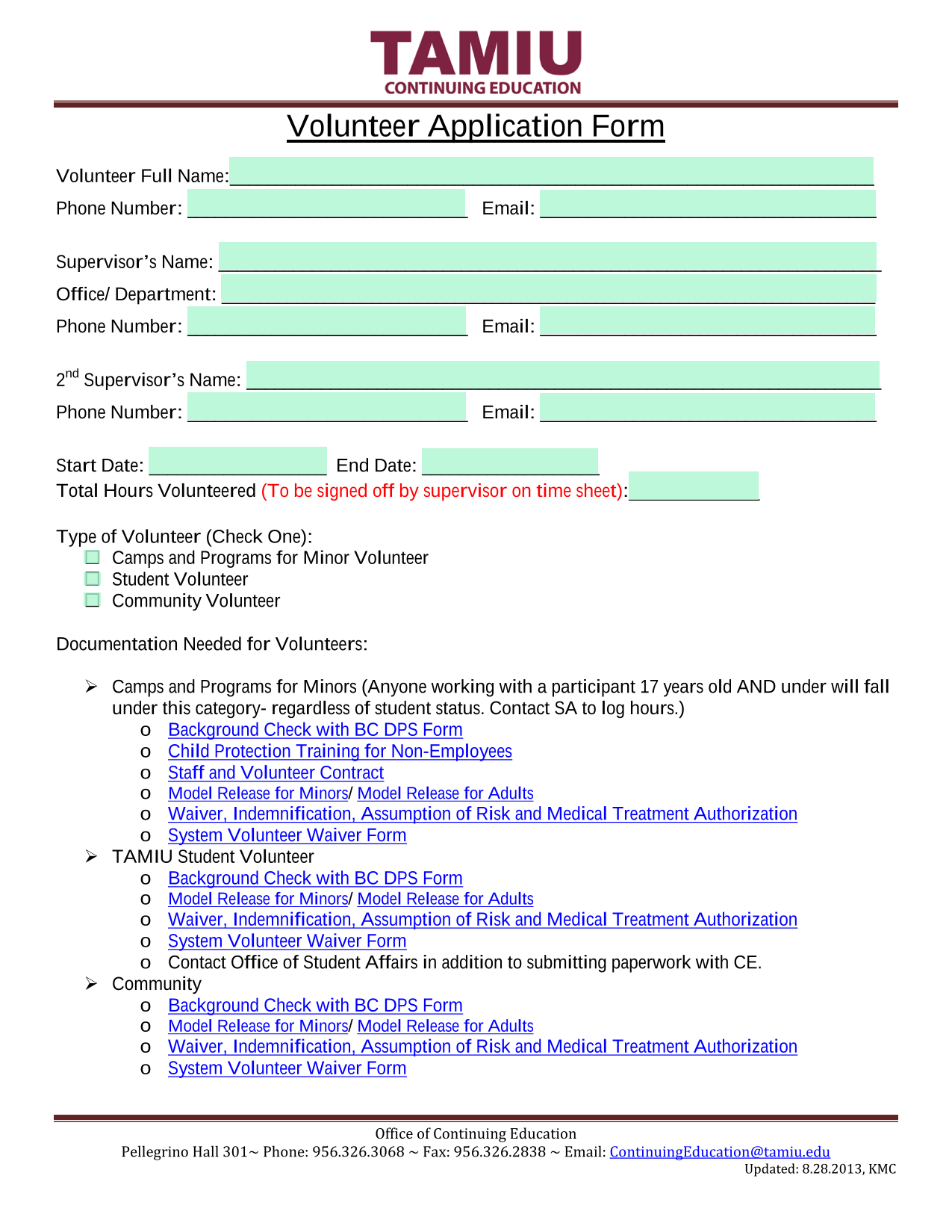 Volunteer Application Form screenshot