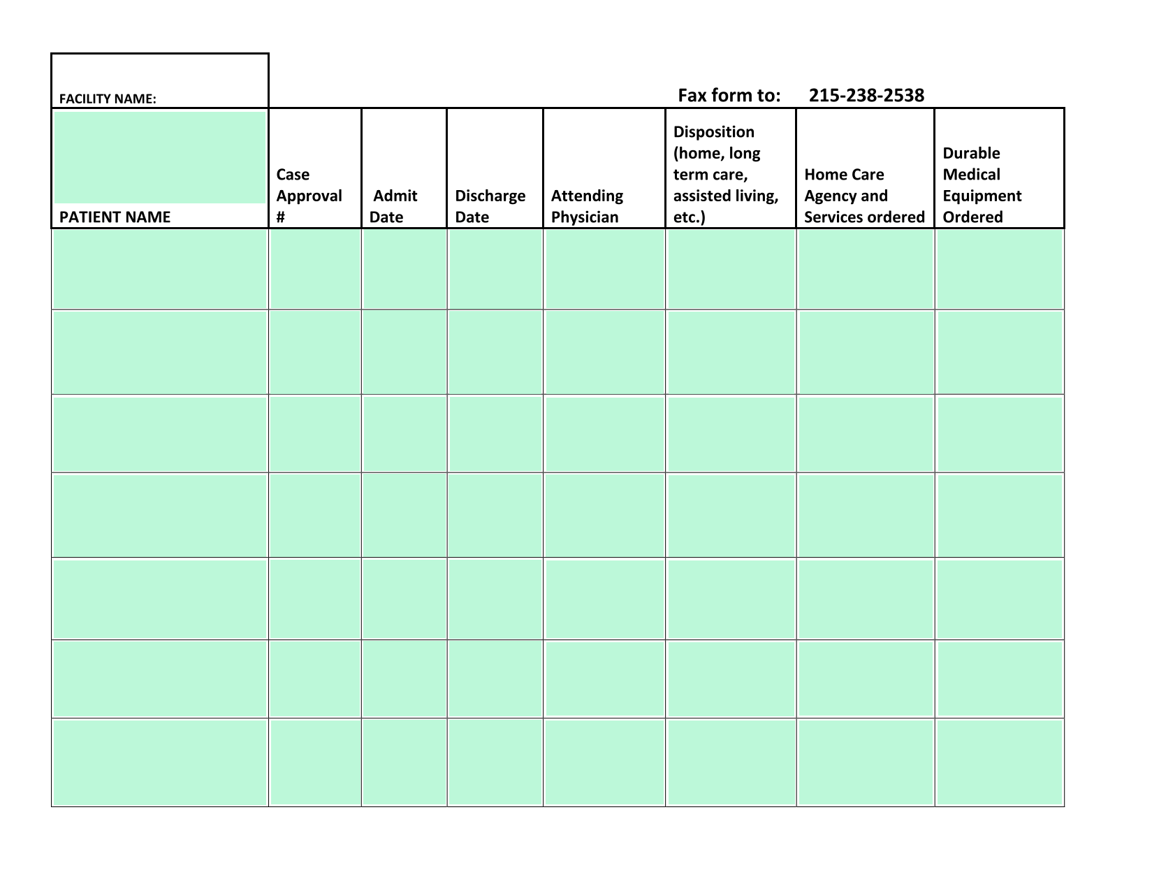 Patient Discharge Form screenshot