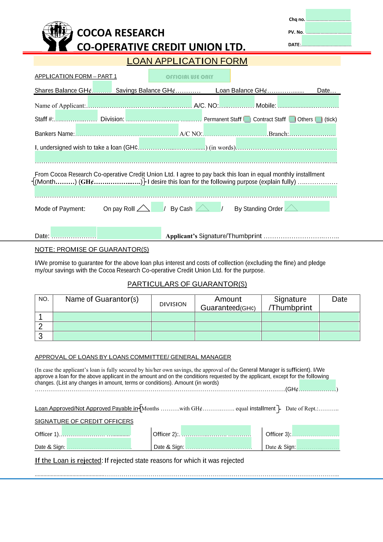 Loan Application Form screenshot