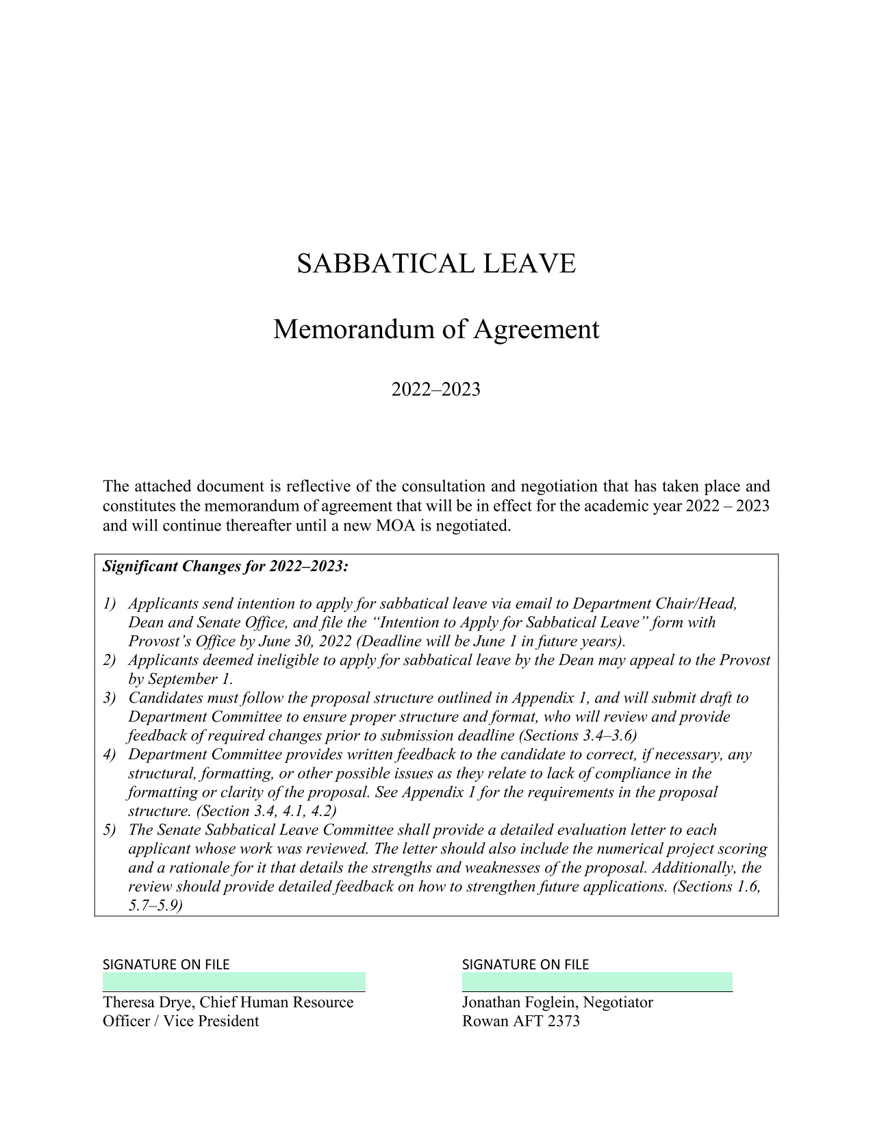Sabbatical Leave Memorandum Of Agreement screenshot