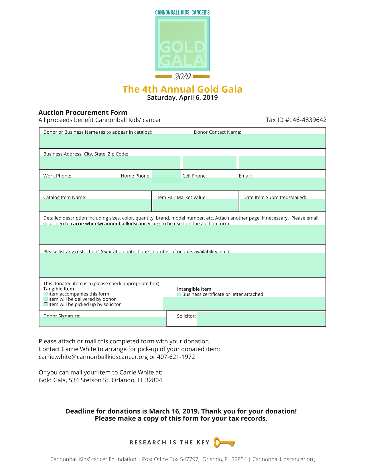 Auction Procurement Form screenshot