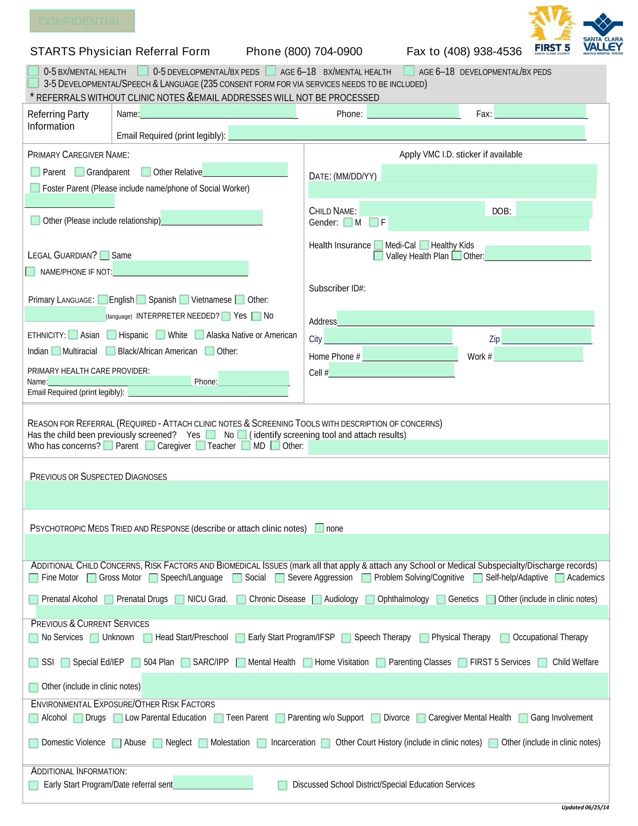 Physician Referral Form screenshot