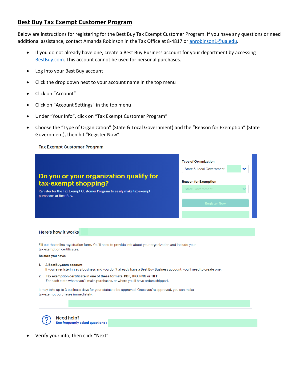 Best Buy Tax Exempt Customer Program screenshot