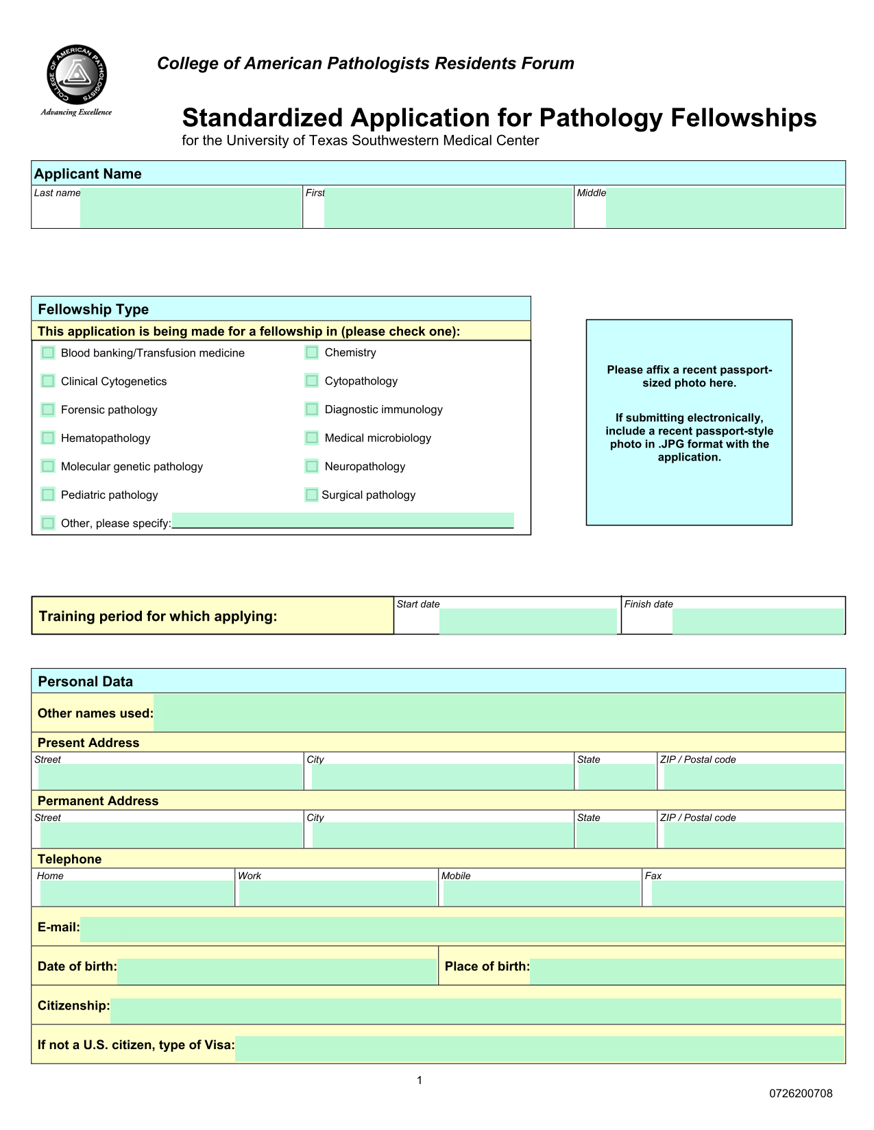 Standardized Application For Pathology Fellowships screenshot