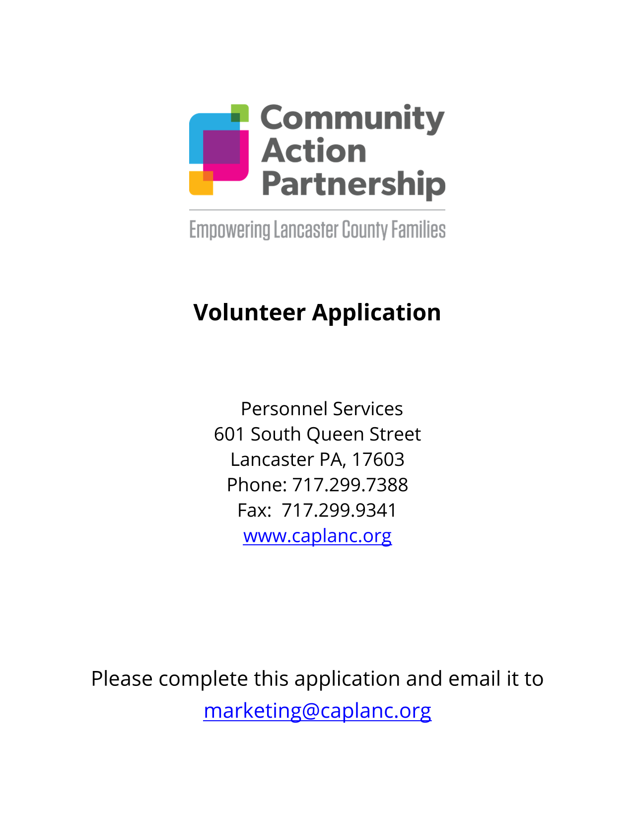 Volunteer Application screenshot