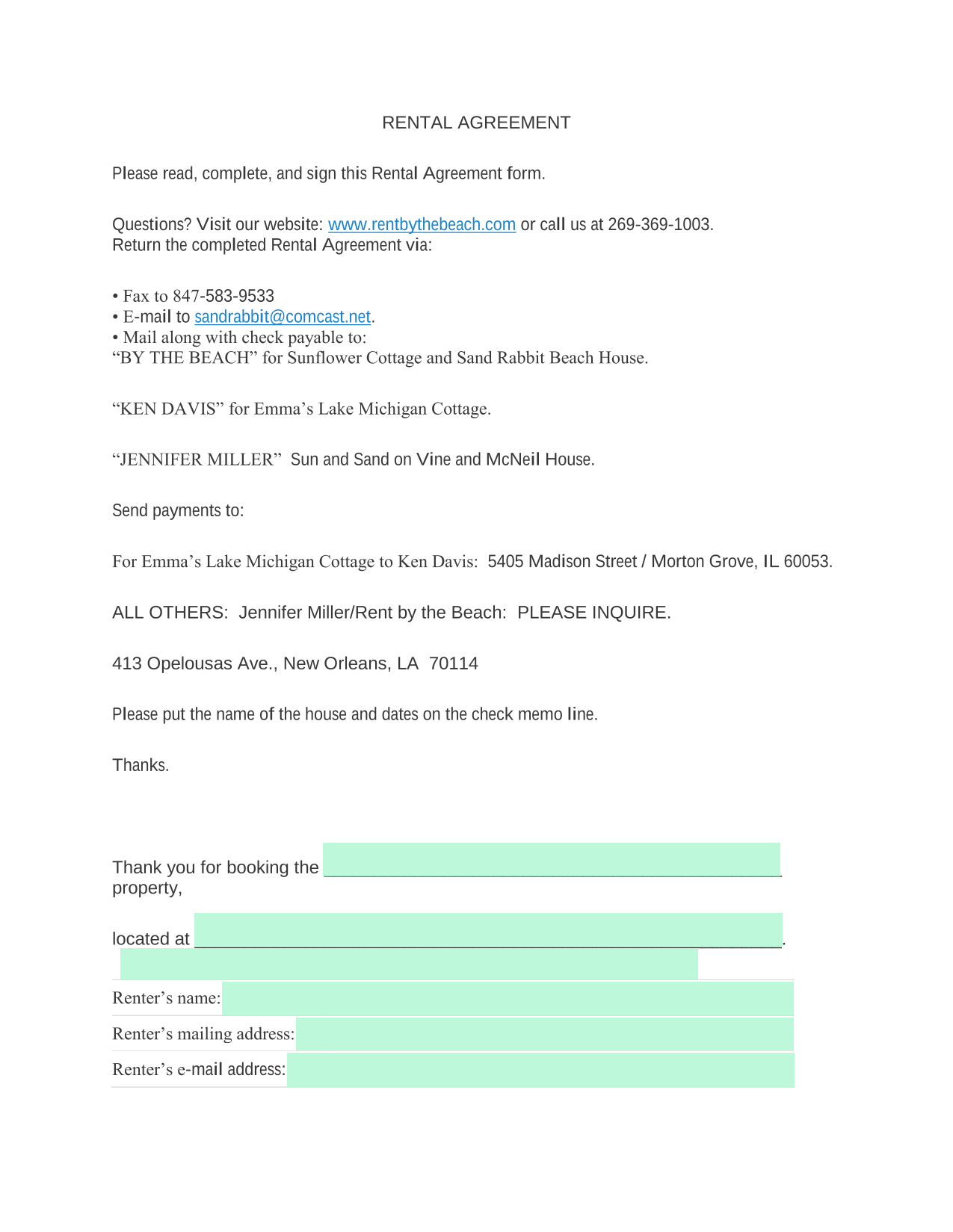 Rental Agreement screenshot