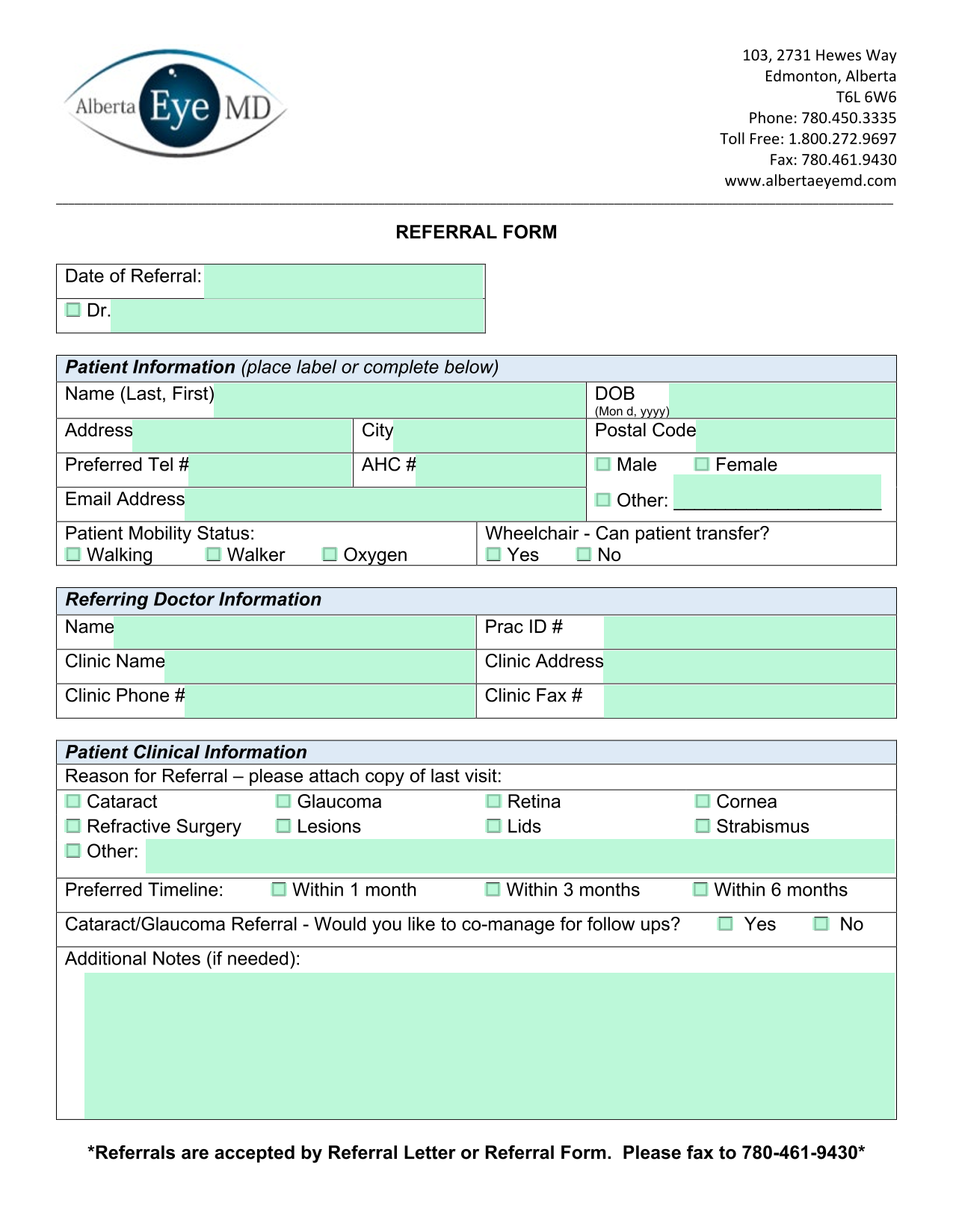 REFERRAL FORM screenshot