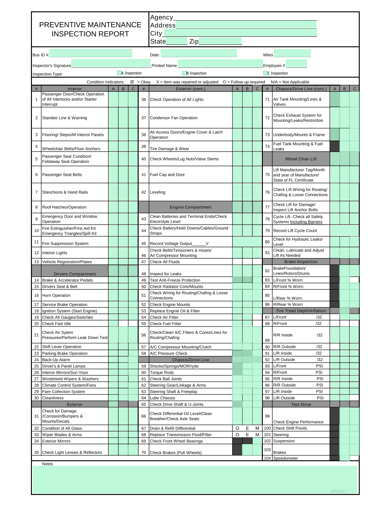 Vehicle Inspection Checklist screenshot