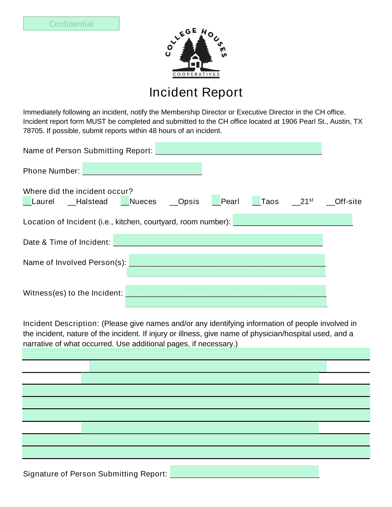 Incident Report screenshot