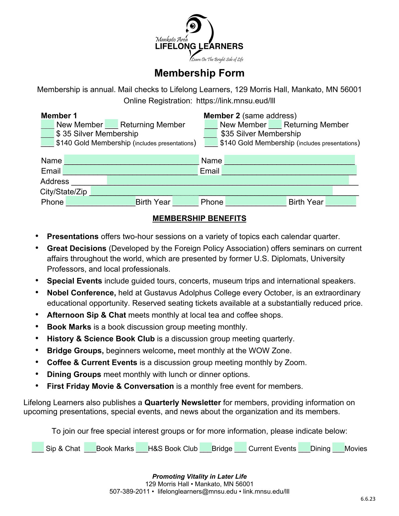 Membership Form screenshot