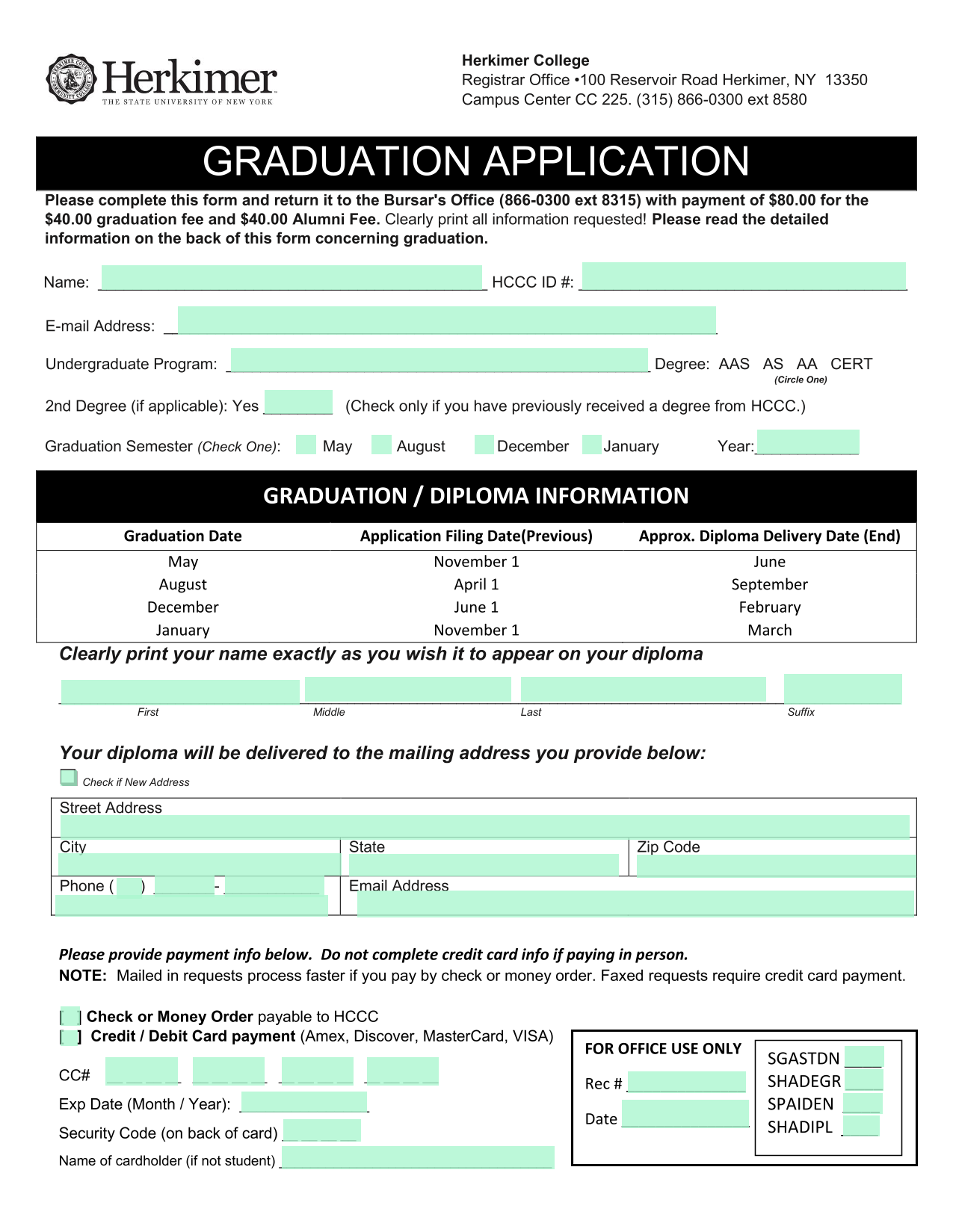 Graduation Application screenshot