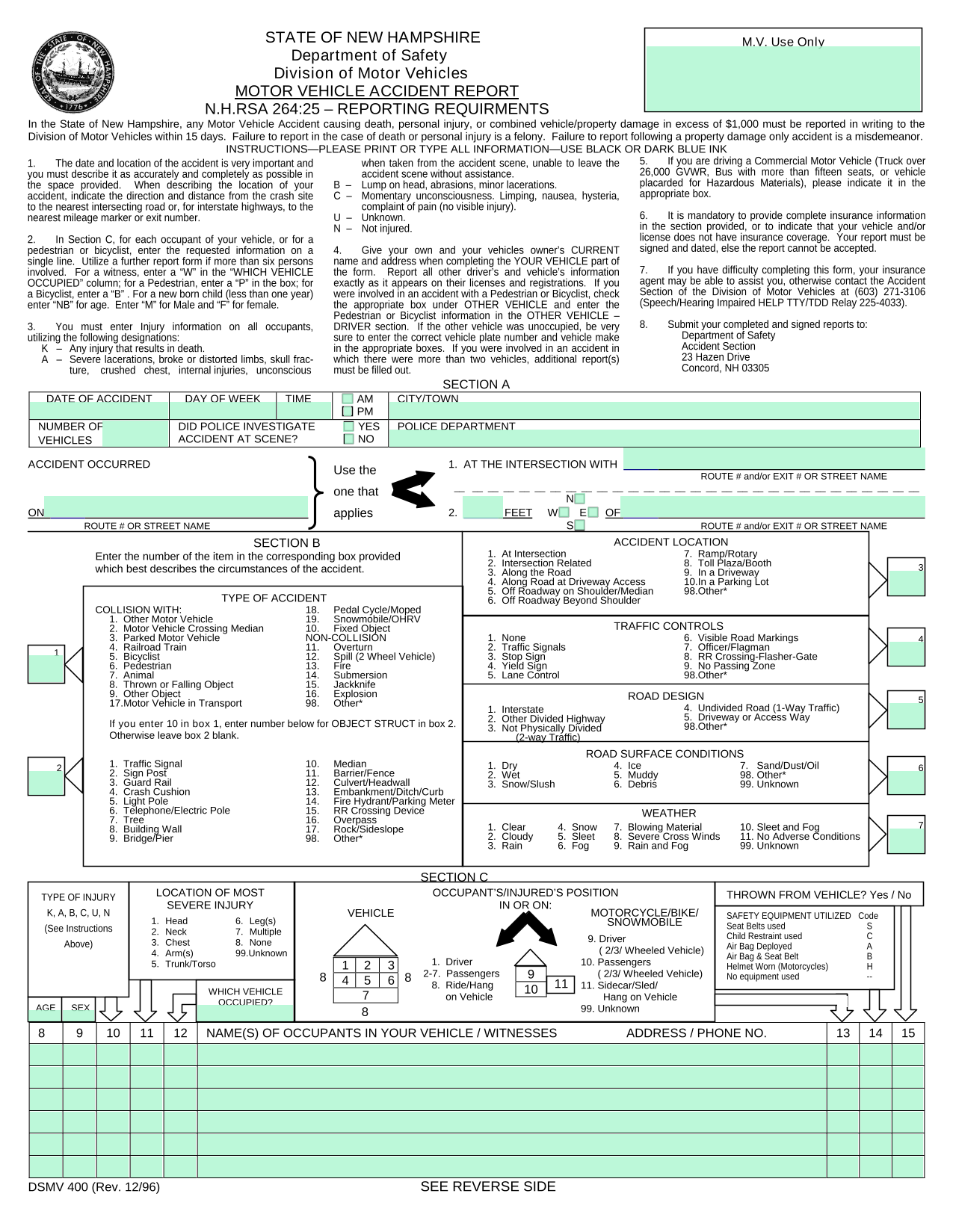 Motor Vehicle Accident Report screenshot