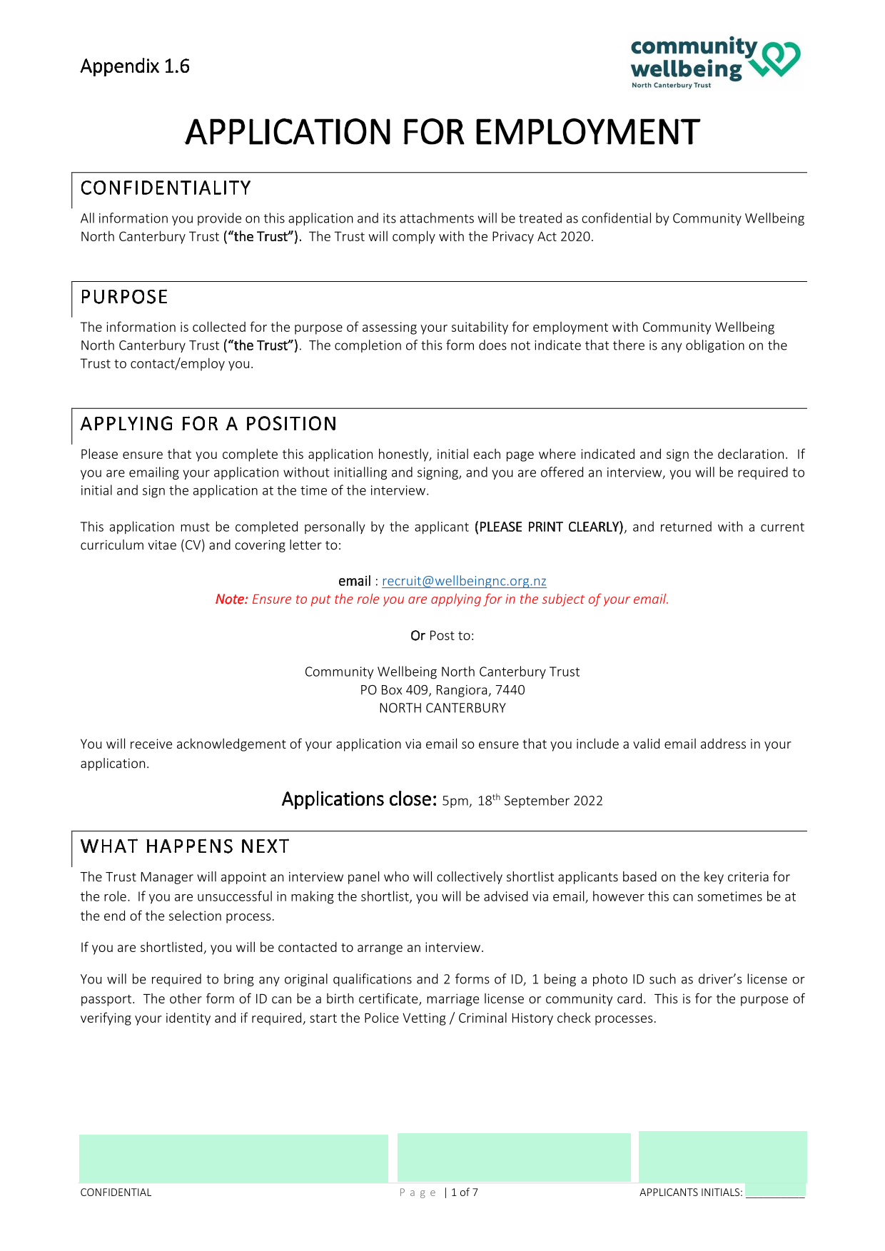 Application For Employment screenshot
