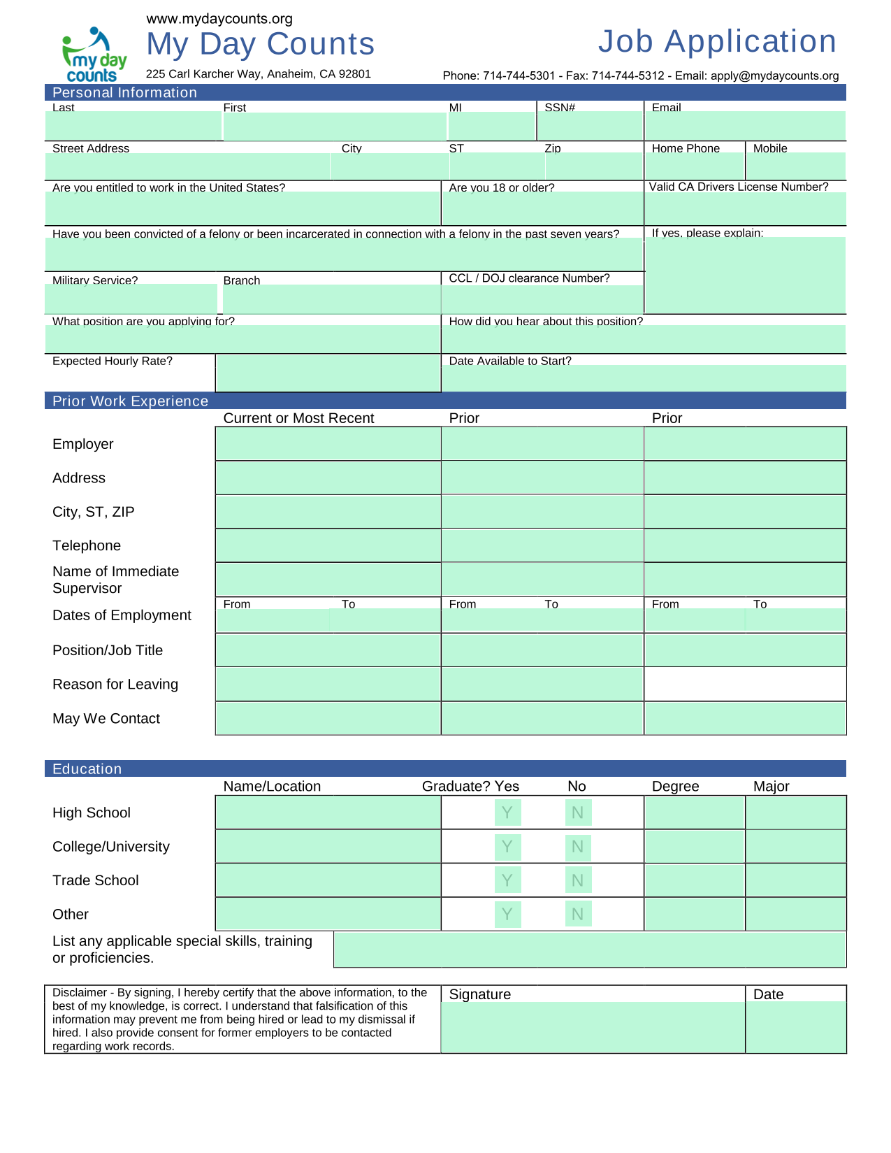 Job Application screenshot