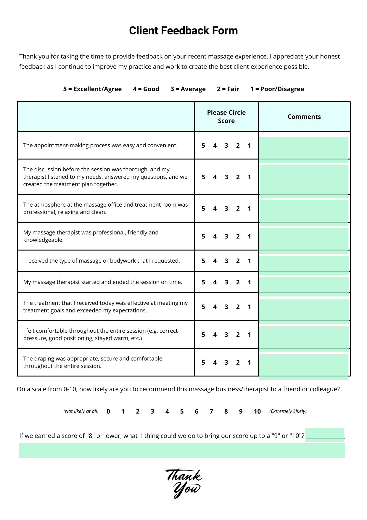 Client Feedback Form screenshot