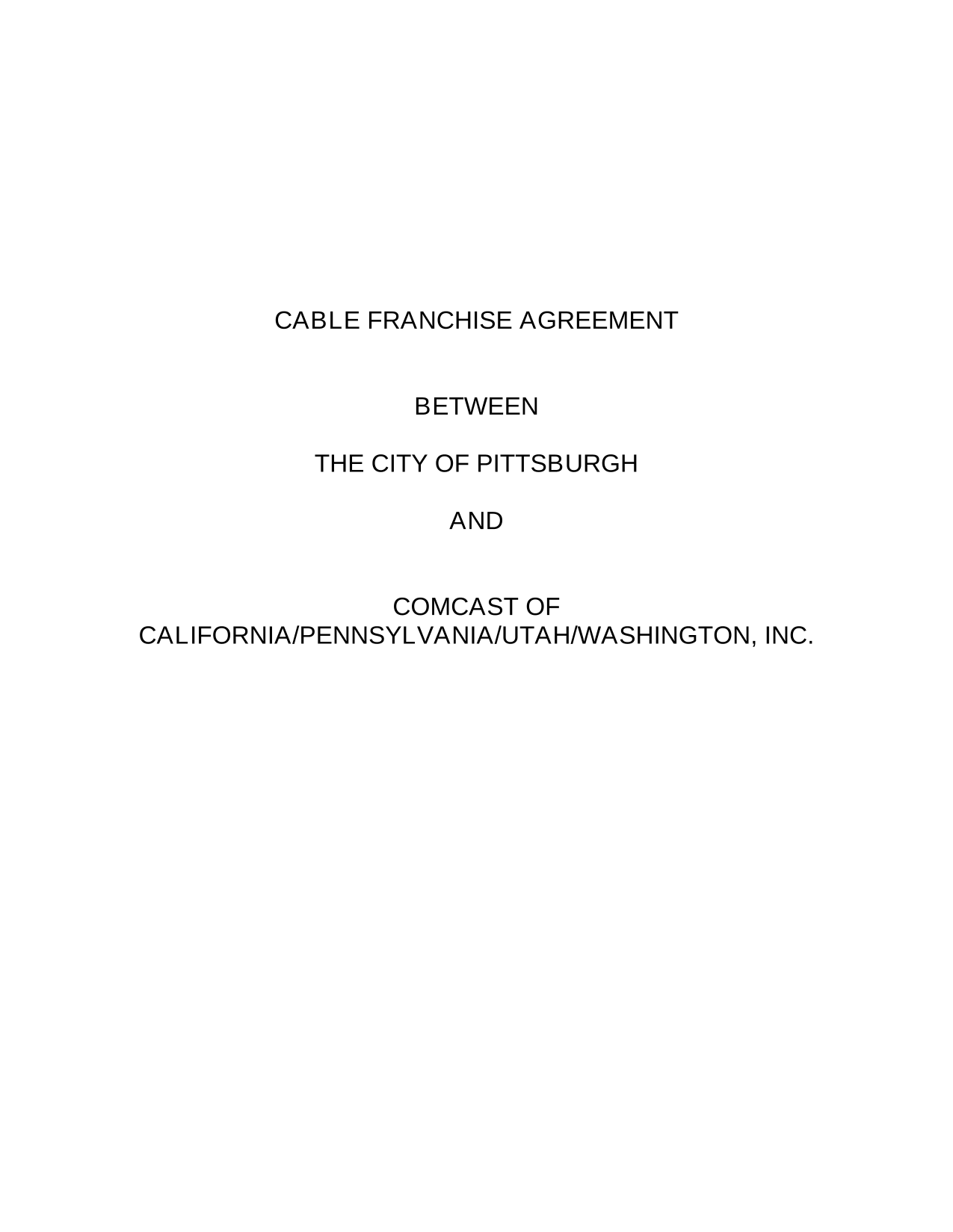 Cable Franchise Agreement screenshot