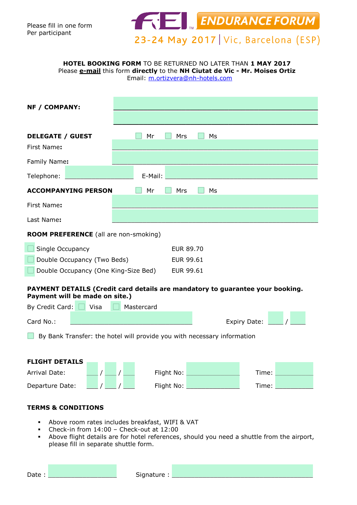 Hotel Booking Form screenshot