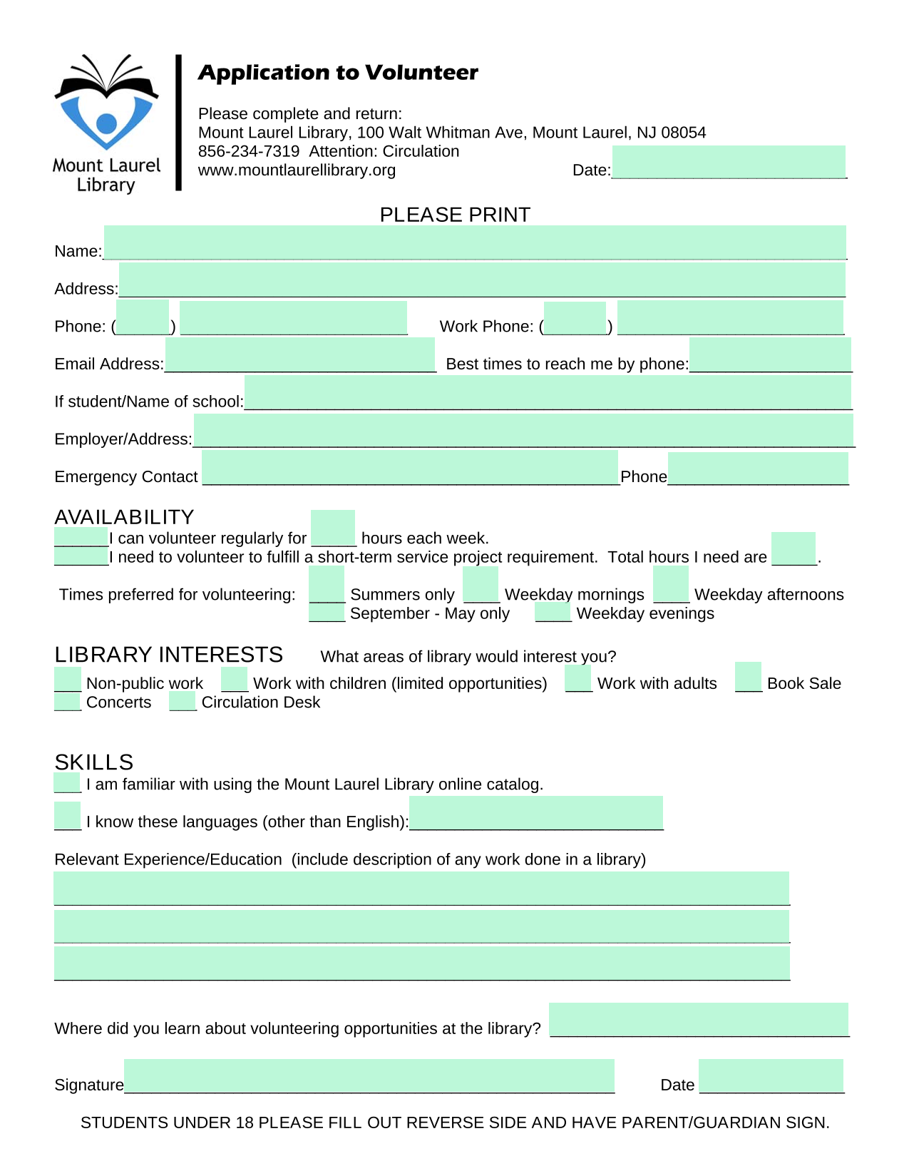 Application To Volunteer screenshot