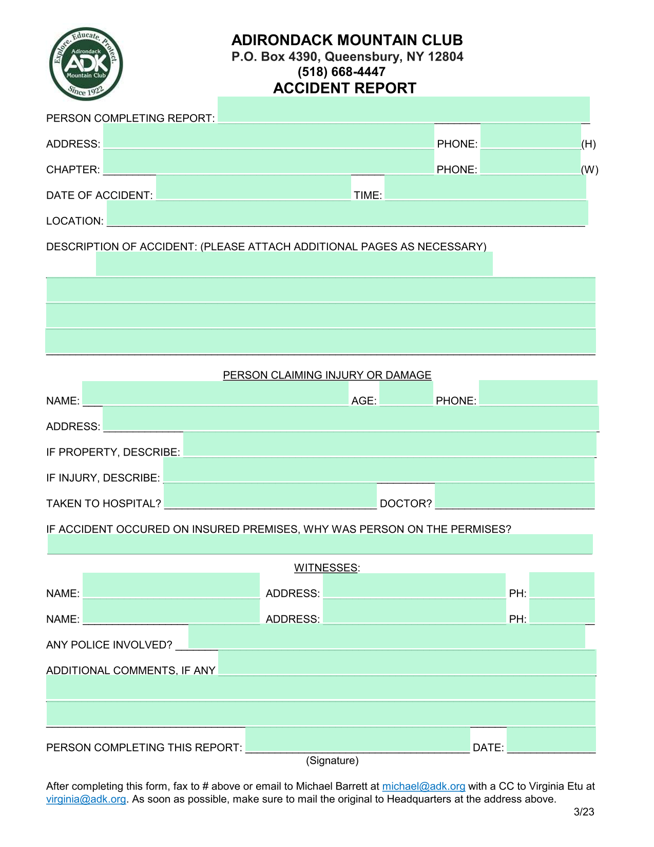 Accident Report screenshot