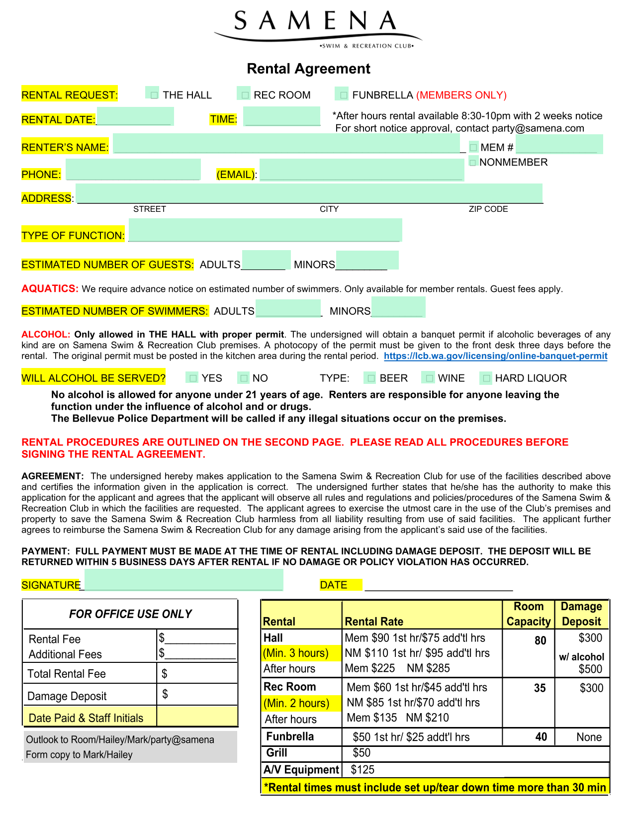 Rental Agreement screenshot