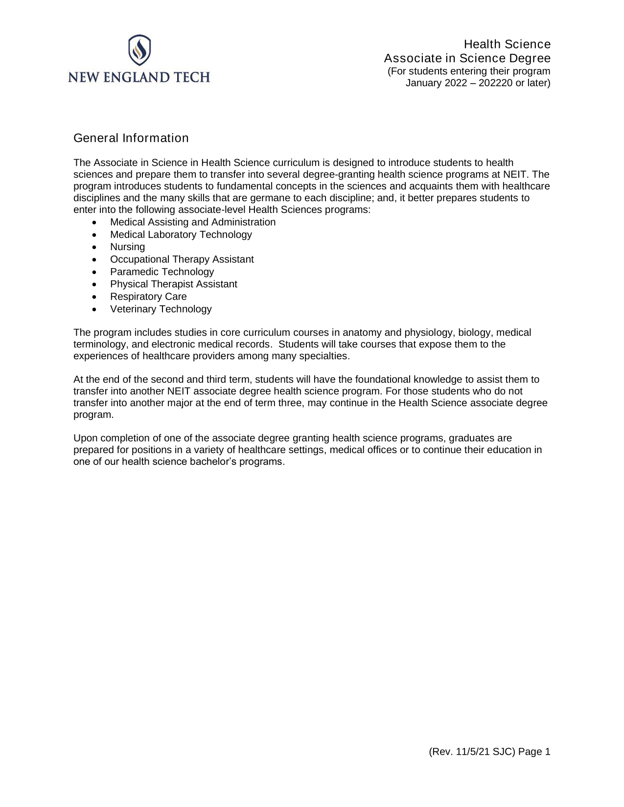 Health Science Associate In Science Degree screenshot
