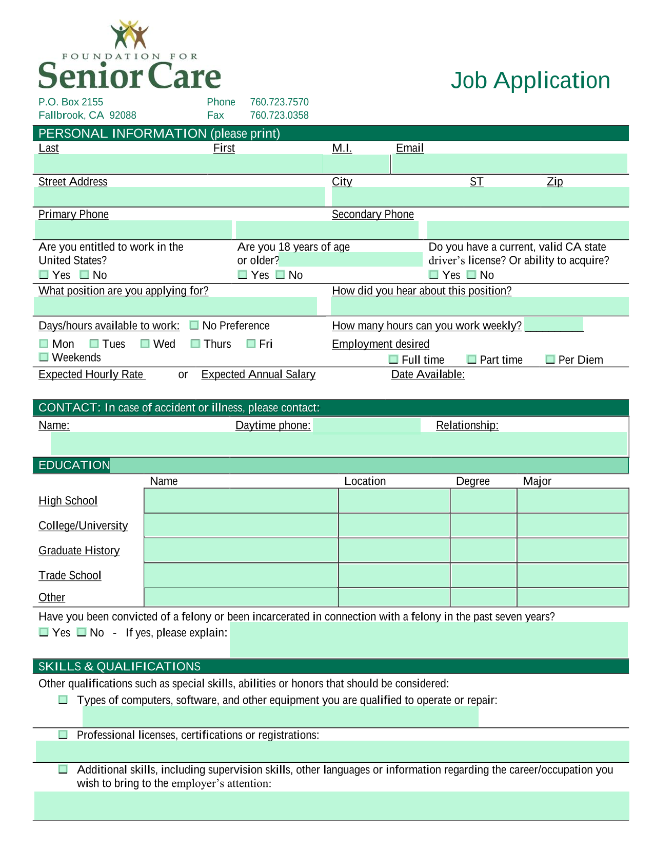 Job Application screenshot