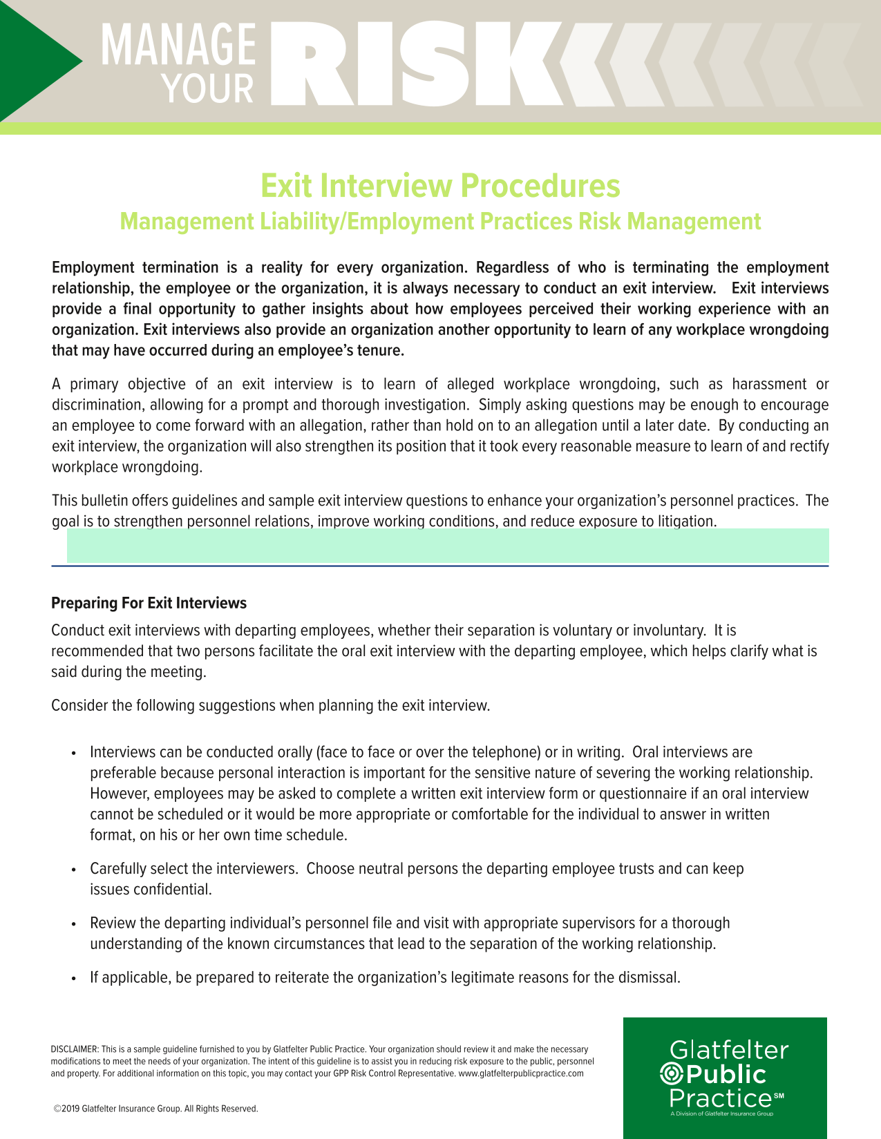 Exit Interview Procedures screenshot