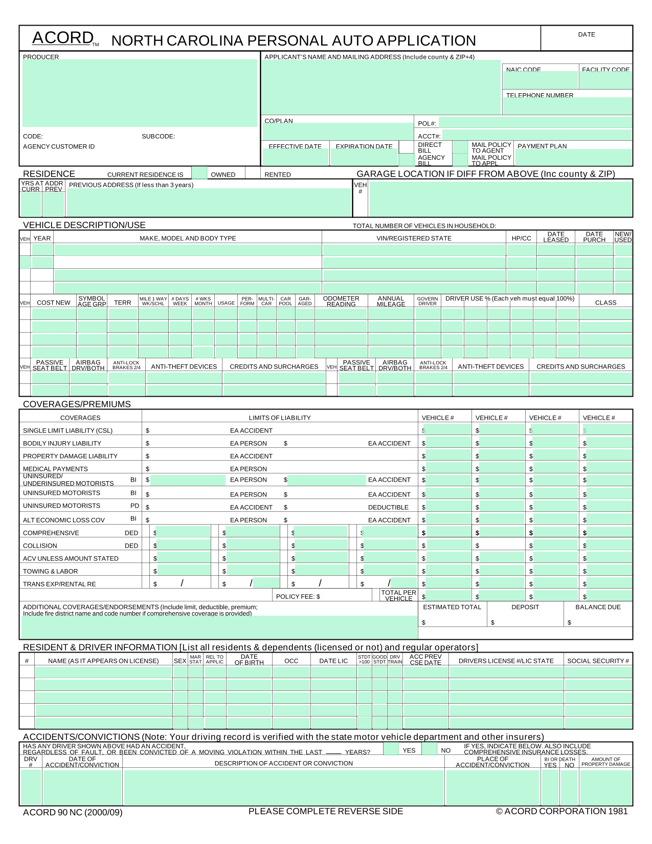 Vehicle Insurance Application Form screenshot