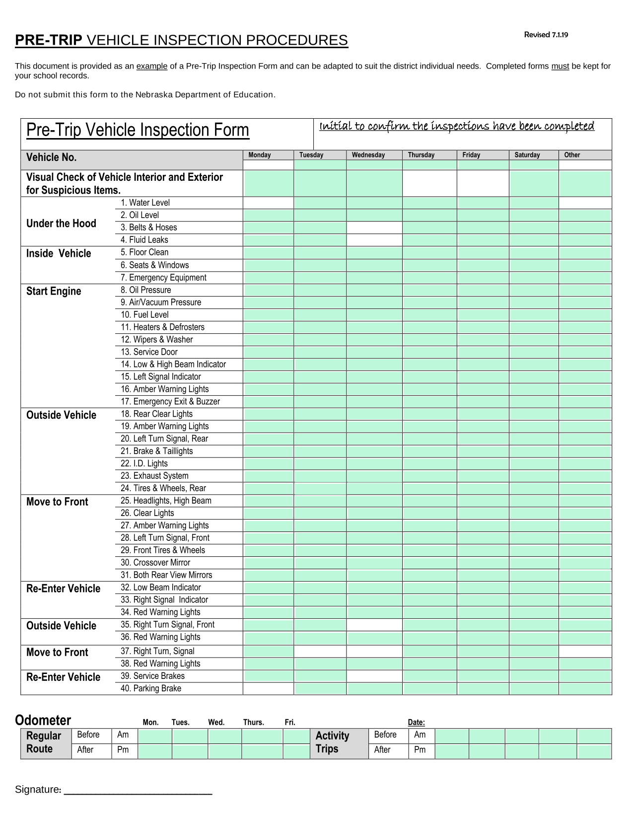 Pre Trip Vehicle Inspection Procedures screenshot