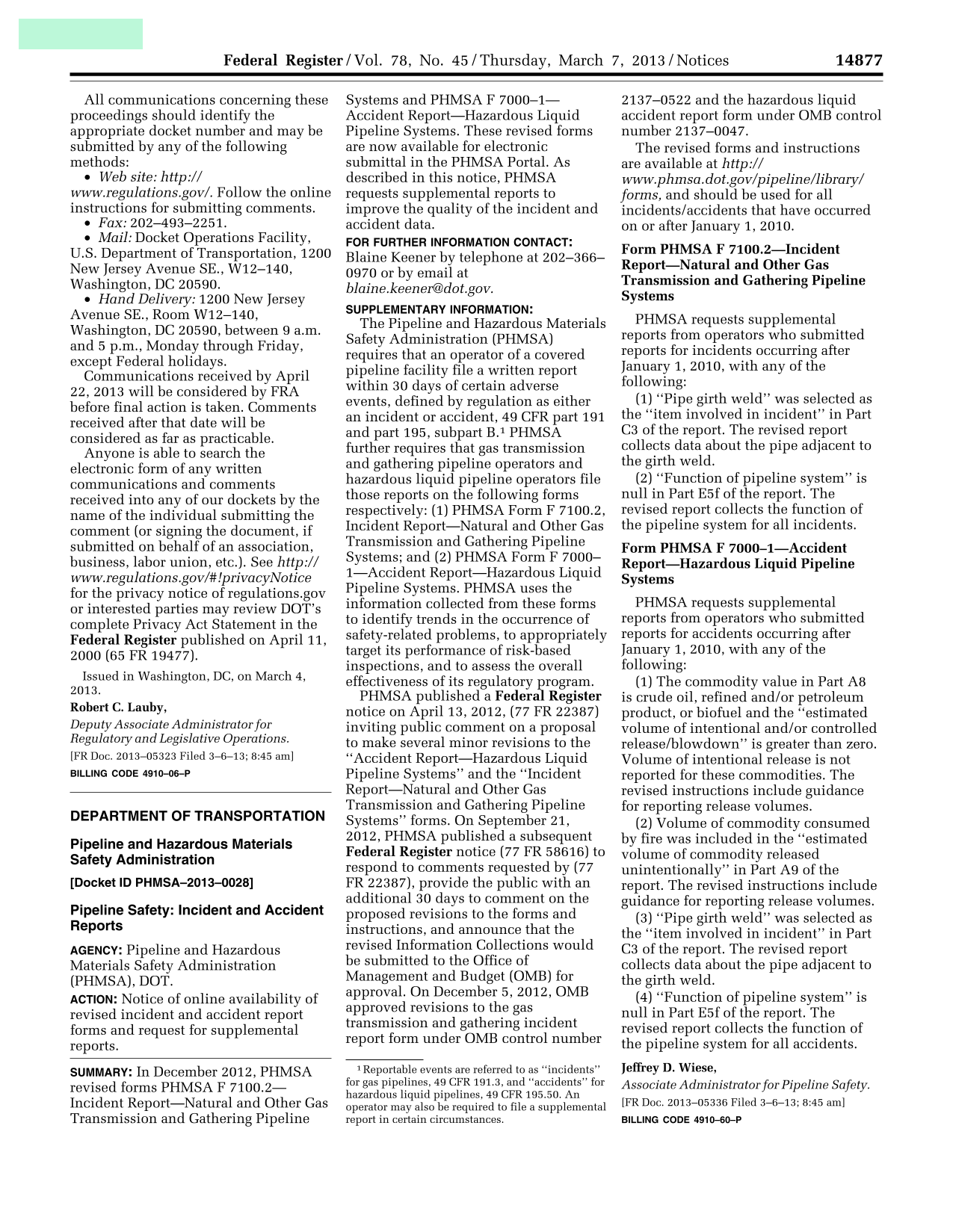 Federal Register Notice screenshot
