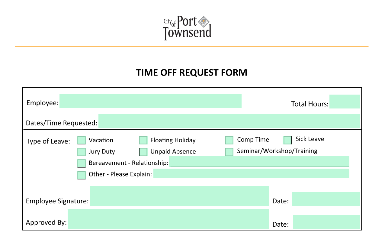 TIME OFF REQUEST FORM screenshot