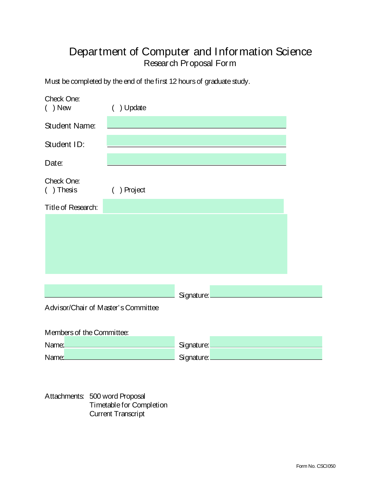 Research Proposal Form screenshot