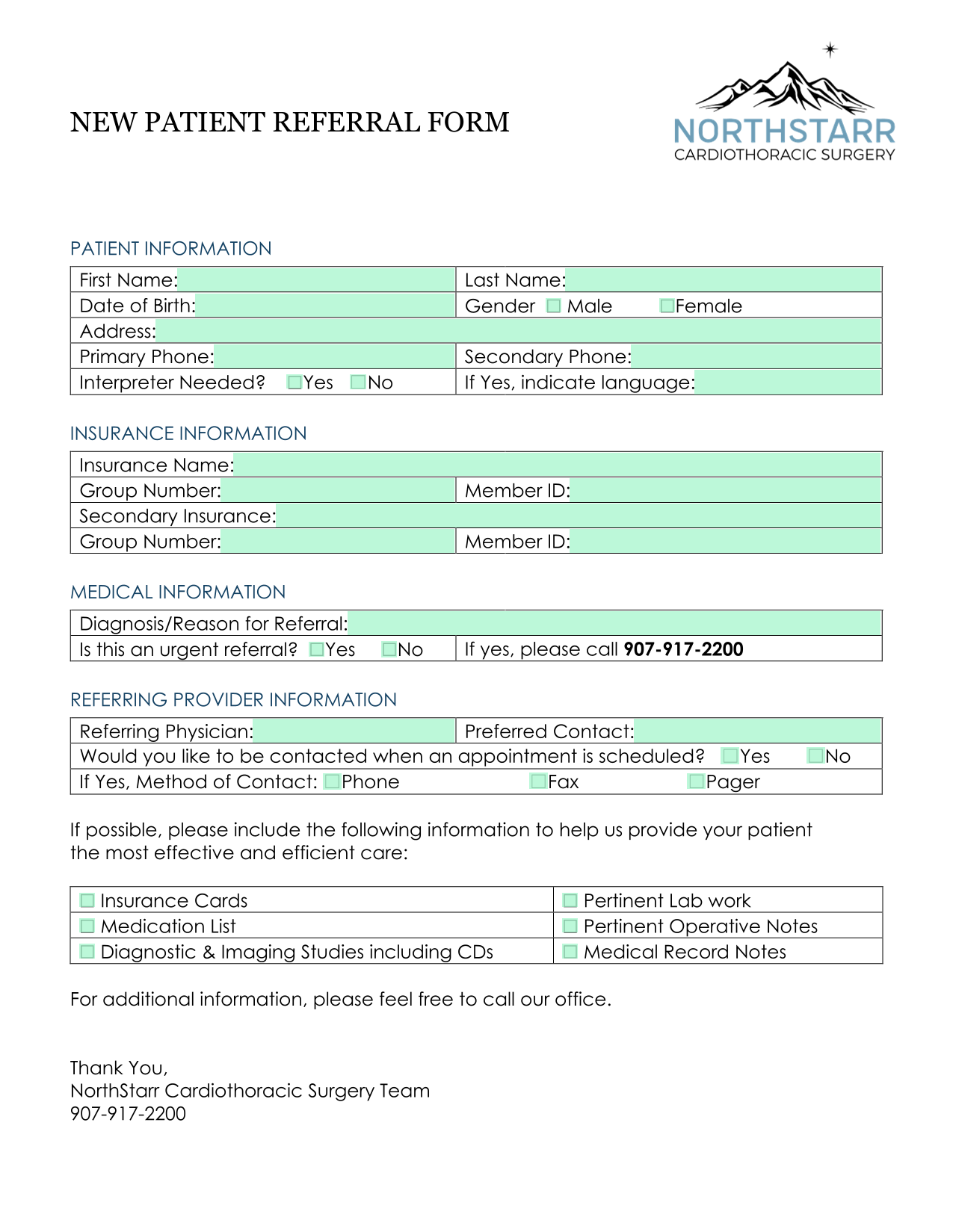 NEW PATIENT REFERRAL FORM screenshot