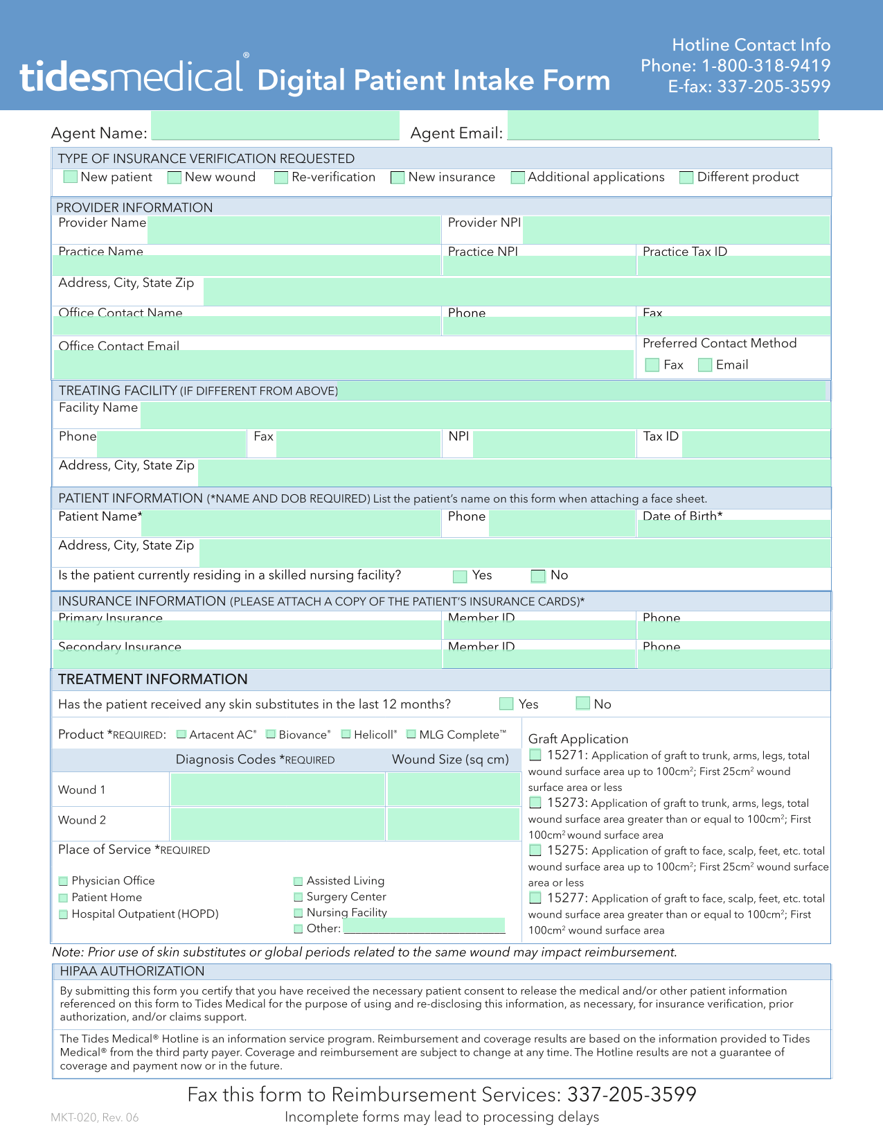 Digital Patient Intake Form screenshot
